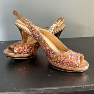 Nine West glitter slingbacks.